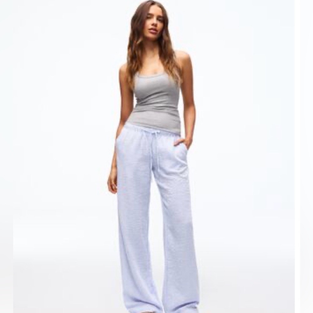 Bershka Blue and White Striped Pants